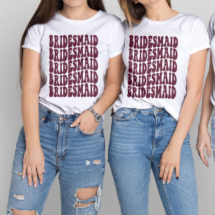 Bridal-wedstrijd voor bruidsmeisje Burgundy T-shirt
