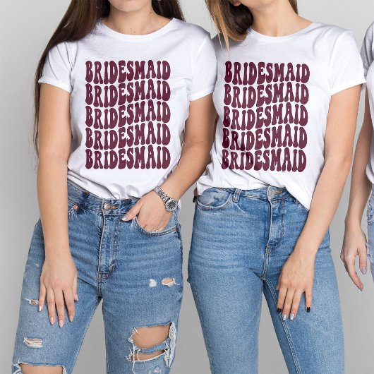 Bridal-wedstrijd voor bruidsmeisje Burgundy T-shirt