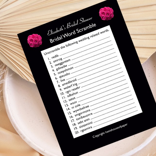 Bridal Weduwingschotel Word Scramble Game (Creator heeft geüpload)