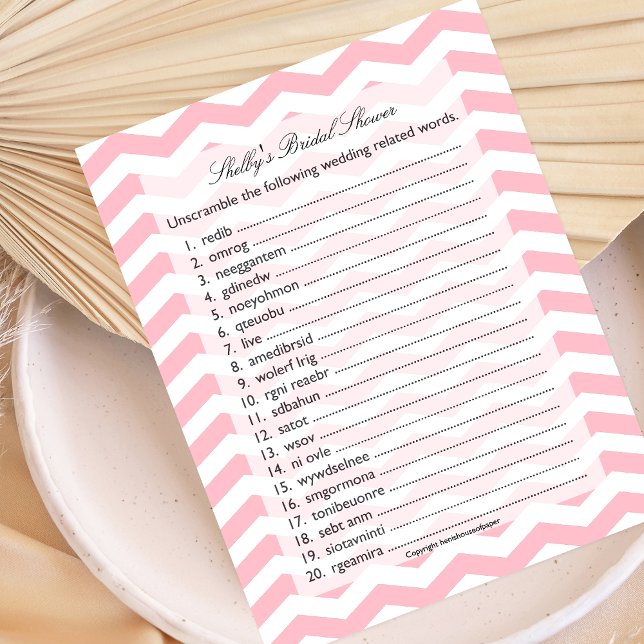 Bridal Weduwingschotel Word Scramble Game (Creator heeft geüpload)