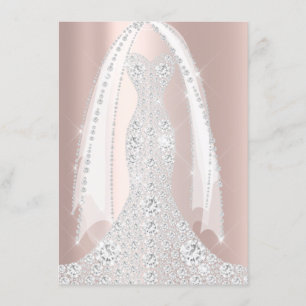 Bridal White Dress Spark Roos Pink Rose Diamond Kaart