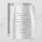 Bridal White Dress Spark Roos Silver Grey Diamond Kaart (Voorkant / Achterkant)