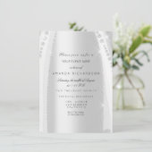 Bridal White Dress Spark Roos Silver Grey Diamond Kaart (Staand voorkant)