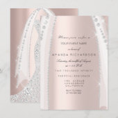 Bridal White Dress Spark Roos Silver Pink Diamond Kaart (Voorkant / Achterkant)