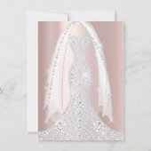 Bridal White Dress Spark Roos Silver Pink Diamond Kaart (Achterkant)