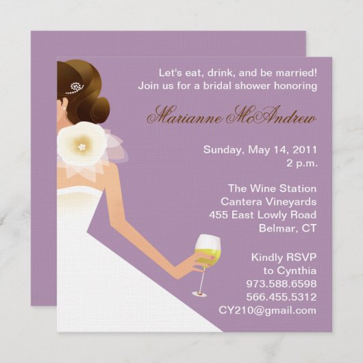 Bridal-wijnensemble (lila) kaart (Voorkant / Achterkant)