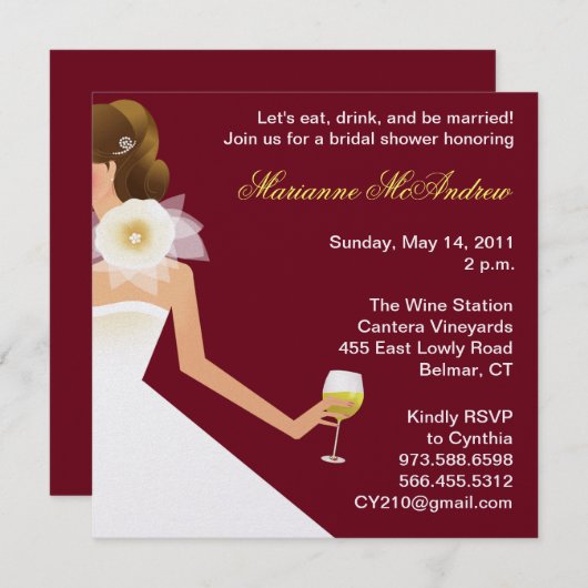 Bridal-wijnuitnodiging Kaart (Voorkant / Achterkant)