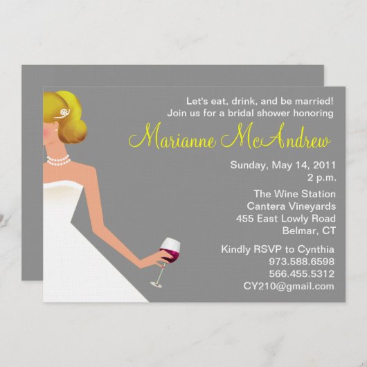 bridal wine nodigzilverblonde parels kaart (Voorkant / Achterkant)