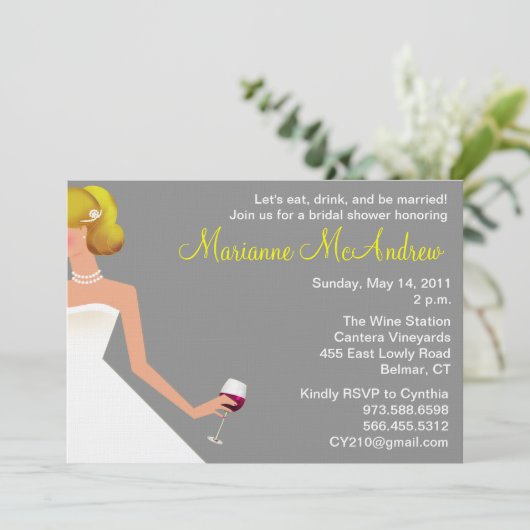 bridal wine nodigzilverblonde parels kaart (Staand voorkant)