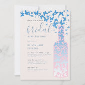 Bridal Wine Party Dusty Blue Pink Butterflies Boho Kaart (Voorkant)