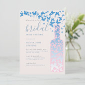Bridal Wine Party Dusty Blue Pink Butterflies Boho Kaart (Staand voorkant)