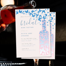 Bridal Wine Party Dusty Blue Pink Butterflies Boho