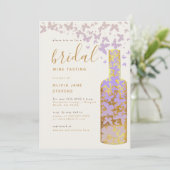 Bridal Wine Tasting Gold Lila Butterflies Boho Kaart (Staand voorkant)