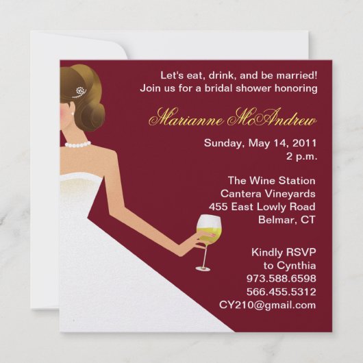 bridal wine uitnodiging with pearls (Voorkant)
