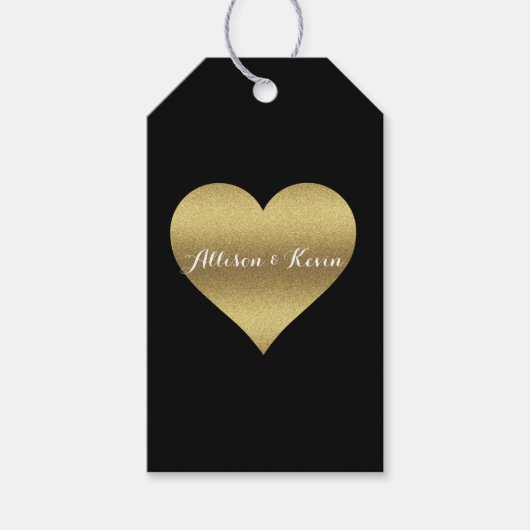 Bridale partij BRIDE & CO Black & Gold Heart Weddi Cadeaulabel (Voorkant)