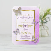 Bridale uitnodigingen voor lavendel en goudvlinder (Staand voorkant)