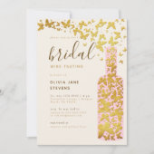 Bridale wijn Roze flesje goudvlinders Kaart (Voorkant)