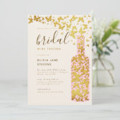 Bridale wijn Roze flesje goudvlinders Kaart (Staand voorkant)