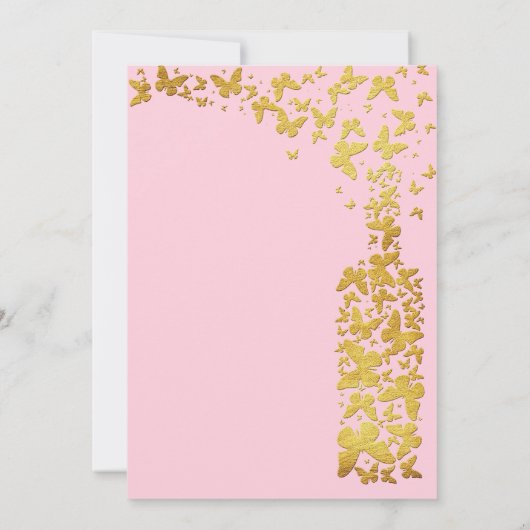 Bridale wijn Roze flesje goudvlinders Kaart (Achterkant)