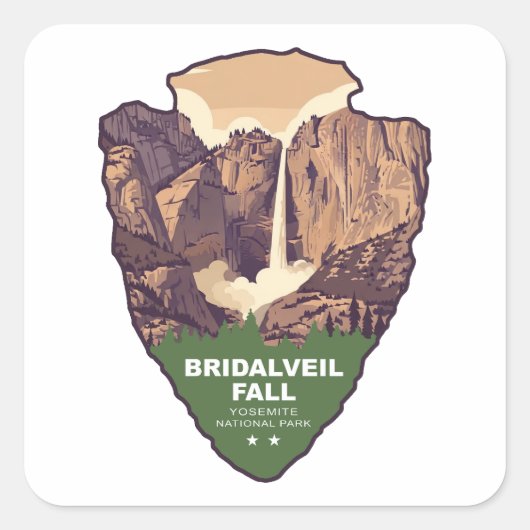 Bridalveil Fall Yosemite National Park Arrowhead Vierkante Sticker (Voorkant)