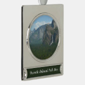 Bridalveil-Herfsten en halve dome bij Yosemite Verzilverd Banner Ornament (Rechts)