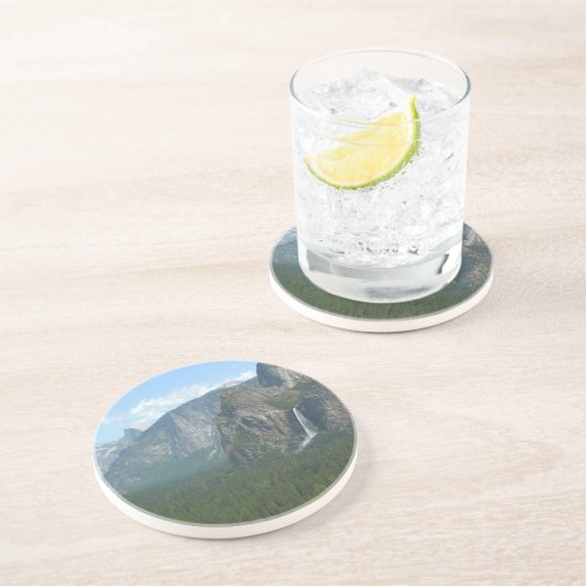 Bridalveil-Herfsten en halve dome bij Yosemite Zandsteen Onderzetter (Zijkant)