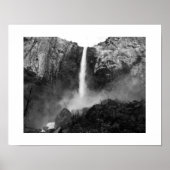 Bridalveil Herfsten Waterfall Black en White Photo Poster (Voorkant)