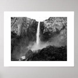 Bridalveil Herfsten Waterfall Black en White Photo Poster