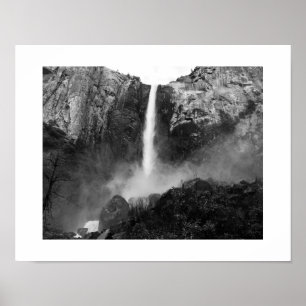 Bridalveil Herfsten Waterfall Black en White Photo Poster