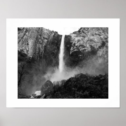 Bridalveil Herfsten Waterfall Black en White Photo Poster (Voorkant)