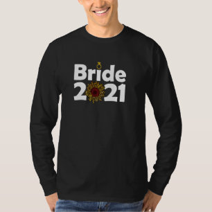Bride 2021 Verloving Paar Haar zonnebloem Cheetah T-shirt