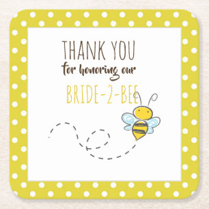 Bride 2 BEE Cute Yellow Wedding of Vrijgezellenfee Kartonnen Onderzetters