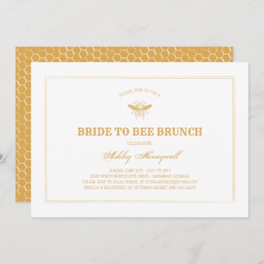 Bride aan Bee Brunch Kaart (Voorkant / Achterkant)