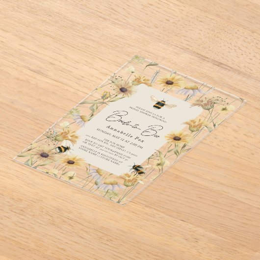 Bride aan Bee Chamomile & Daisies Vrijgezellenfees Acryl Uitnodigingen (Laagn)