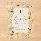 Bride aan Bee Chamomile & Daisies Vrijgezellenfees Acryl Uitnodigingen (Voorkant)