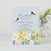 Bride aan Bee Daffodil Blue Vrijgezellenfeest Kaart (Staand voorkant)