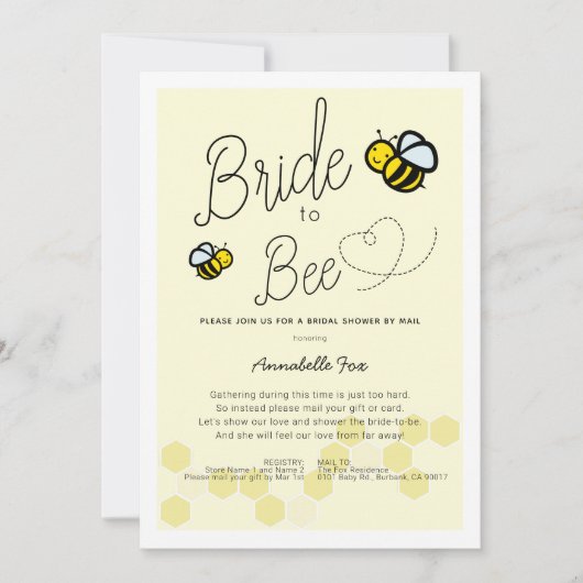 Bride aan bijen Licht Geel Vrijgezellenfeest per p Kaart (Voorkant)