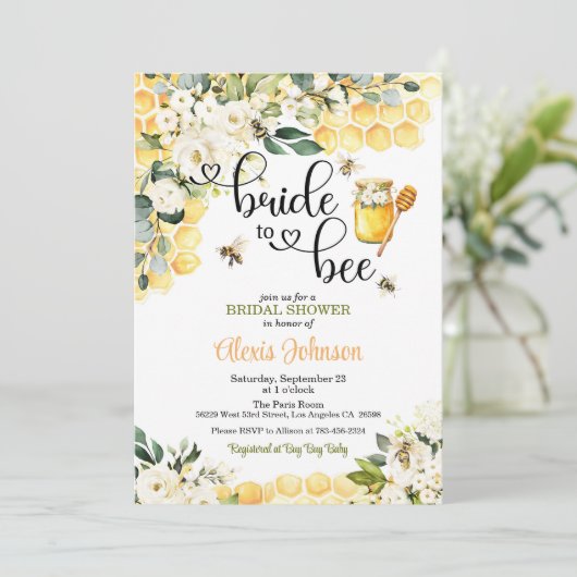 Bride-aan-bijenbridal Shower-uitnodiging Kaart (Staand voorkant)