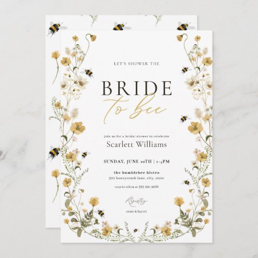 Bride-aan-bijenbridal Shower-uitnodiging Kaart (Voorkant / Achterkant)