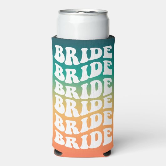Bride | Aangepaste Retro-tekst met verloop Seltzer Blikjeskoeler (Seltzer Voorkant)