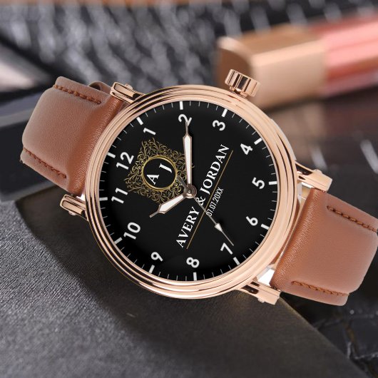  Bride and Groom Couple Wedding Gift Horloge