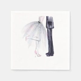 Bride and Groom Dance Waterverf Illustratie Servet