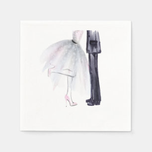 Bride and Groom Dance Waterverf Illustratie Servet