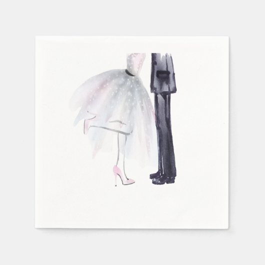 Bride and Groom Dance Waterverf Illustratie Servet (Voorkant)