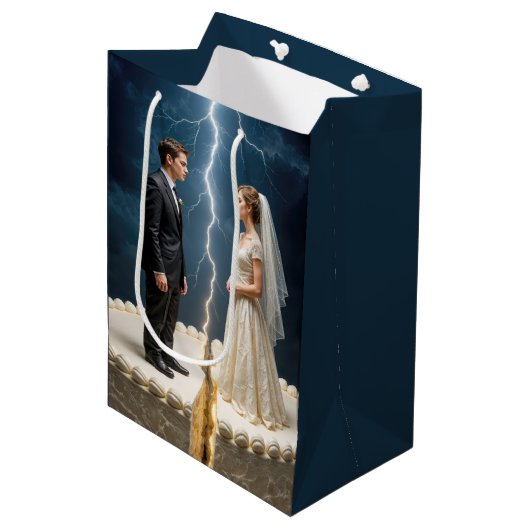 Bride and Groom Divorce Cake Medium Cadeauzakje (Voorkant Gekanteld)