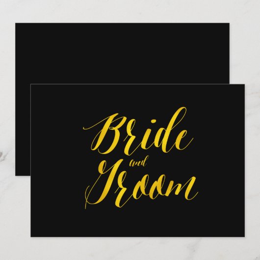 "Bride and Groom" Faux Gold Foil Chic Wedding Sign (Voorkant / Achterkant)