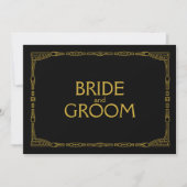 "Bride and Groom" Gold Art Deco Style Weddenschap Kaart (Voorkant)