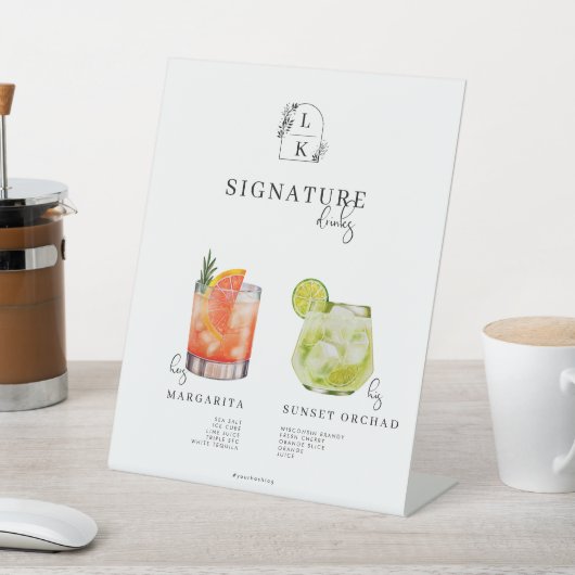 Bride And Groom | Handtekening Drinken Menu Reclamebord Met Voetstuk (Insitu)