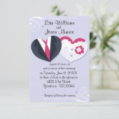 Bride and Groom Hearts uitnodiging (Staand voorkant)