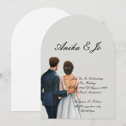 bride and groom modern wedding  kaart (Voorkant / Achterkant)